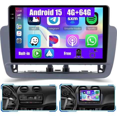 [4G+64G] Android 15 Autoradio pour 2012-2015 avec Wireless Carplay Android Auto, 9 Pouces écran Tactile Radio Bluetooth avec Navi GPS WiFi RDS/FM SWC Caméra de Recul Mic (1/5)
