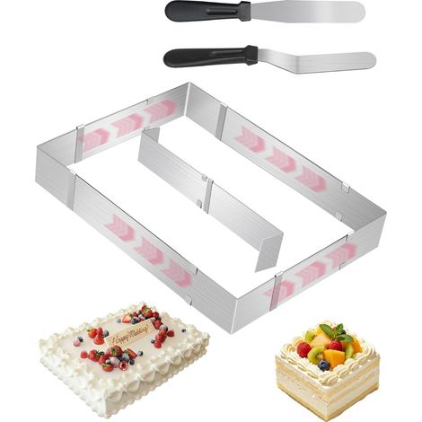 1 Cadre Patisserie, Réglable 18-32cm, Extensible 28-53cm, Inox, Pour Génoise Fraisier Mousse (1/5)