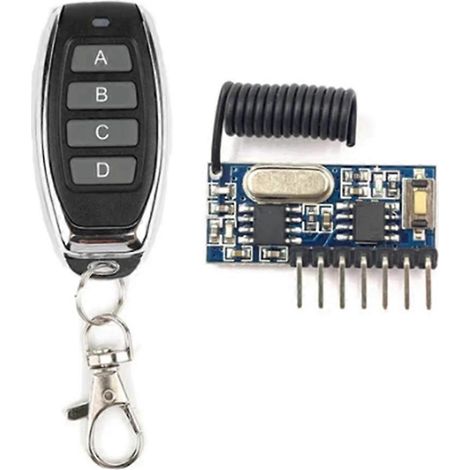 Kit de module émetteur-récepteur RF 433 MHz avec commutateur de contrôle de sortie à 4 canaux, compatible avec les projets de bricolage. (1/5)