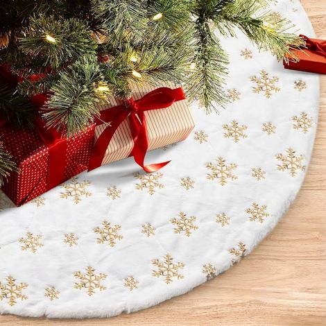 Jupe de sapin de Noël de 90 cm de diamètre, tabliers de fond pour sapin de Noël, décoration de sapin de Noël, décoration d'intérieur (Style 28) (1/5)