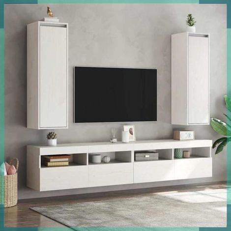 Armoires murales - 813508 - Bois de pin massif - Blanc - 30x30x100 cm (1/5)