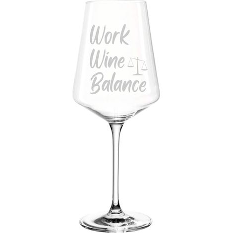 Verre à vin 560ml avec gravure Work Wine Balance - Cadeau amusant pour les amateurs de vin - Verre avec citation - Cadeau d'anniversaire pour Elle (1/5)