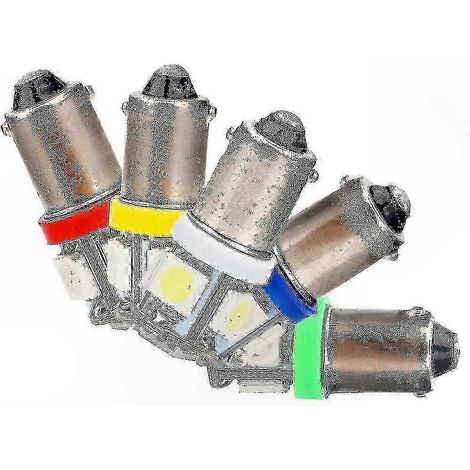 Paquete de 10 bombillas LED BA9S T4W T11 5050 SMD DC12V/24V, superbrillantes para matrículas.