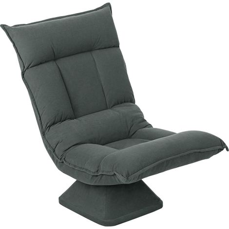 Pour salon et chambre, fauteuil de sol pliable pivotant 360°, siège inclinable et confortable en velours doux, gris foncé (1/5)