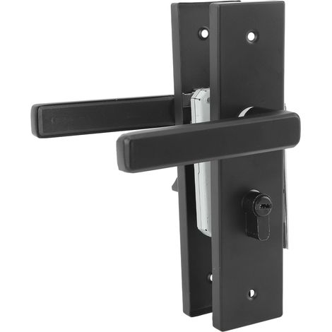 Poignée de porte noire pour chambre à coucher avec serrure et clé, idéale pour la chambre et la salle de bain. (1/5)