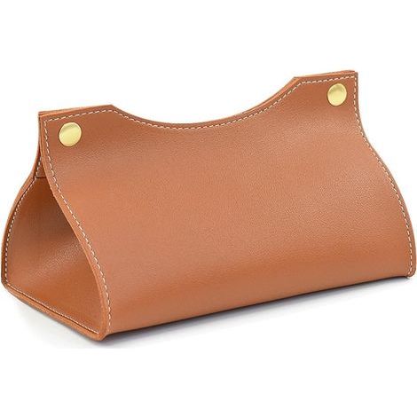 CCYKXA  Nordic Style Leather Tissue Box - Foldable Dispenser for Home - Paper Towel Holder (Brown)