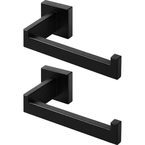 Lot de 2 porte-rouleaux papier toilette en acier inoxydable noir à visser, porte-papier peint carré dimension 13,5×8,5×5 cm, métal peint par pulvérisation pour salle de bain et WC (1/5)