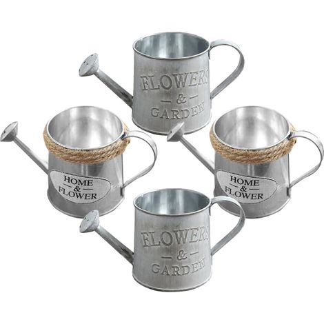 Retro Eiseneimer Blumenkübel aus Eisen in Silber mit