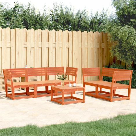 5-tlg. Garten-Sofagarnitur Wachsbraun Massivholz Kiefer (1/5)