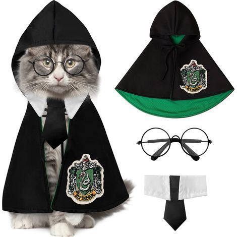 Cape d'Halloween pour chien et chat: vêtements de sorcier pour animaux de compagnie, ensemble de costumes de costumade doux avec lun (1/5)