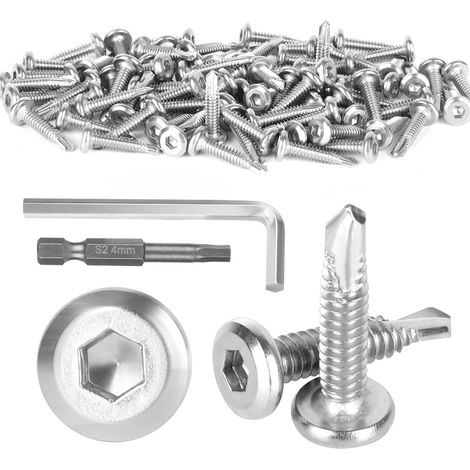 80 Pcs Vis Inox, 410 En Acier Inoxydable M5,5 x 25 mm Visserie Inossidabile, Vis Autoforeuse Inox avec Foret Hexagonal Clé Hexagonale pour Fixation Sur Tôle (1/5)
