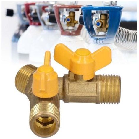Robinet à boisseau sphérique 3 voies pour gaz combustible G1/2 Filetage mâle Raccord d'interrupteur de gaz naturel pour dispositif de gaz combustible-- (1/5)