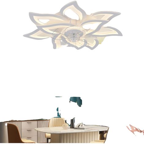 Ventilateur de plafond, 6 vitesses, télécommande, compatibilité avec les plafonds bas de 16 cm, dimmable, 8 pales (1/5)
