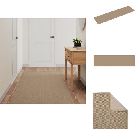 Tapis de couloir aspect sisal sable 80x300 cm - Tapis De Couloir - Tapis Entrée - Tapis Sisal - Tapis Brun - Tapis Décoratif (1/5)