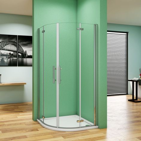 90x90x195cm Viertelkreis Falttür Duschkabine Runddusche Duschabtrennung Dusche ohne Duschtasse (1/5)