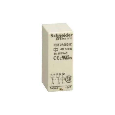 Relé de interfaz Schneider RSB2A080ED 48V DC 20F Zelio Relay