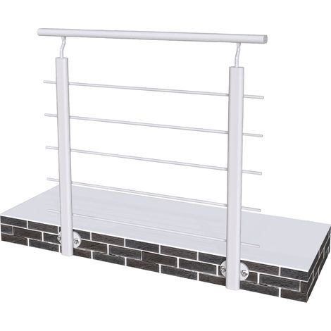 Ringhiera Parapetto in Alluminio Argento Opaco 100x100cm per interni ed esterni a Fissaggio a Parete (1/5)