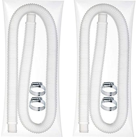 Tuyau d'aspiration de piscine 32 mm – Longueur 1,5 m – 2 tuyaux souples avec 4 pinces métalliques – Compatible avec pompes 330/530/1000 GPH (1/4)