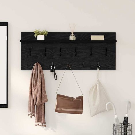Perchero de pared con estante Roble negro Madera contrachapada vidaXL