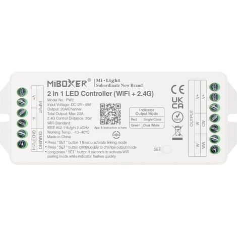 Driver LED MiBoxer PW2 (20A, 12-48V, WiFi+2.4G) per strisce monocromatiche/CCT (1/3)