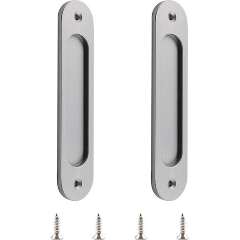Lntyq Lot de 2 poignées de porte coulissantes ovales en alliage d'aluminium mat avec vis pour porte de grange coulissante (1/5)