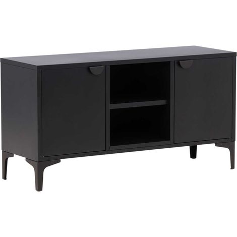 Piring meuble tV 2 portes, 2 étagères noir. (1/4)