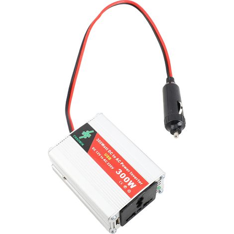 Convertisseur de voiture 12V continu vers 220V alternatif 300W, transformateur électrique auto avec prise USB, adaptateur de courant pour véhicule, onduleur portable (1/5)