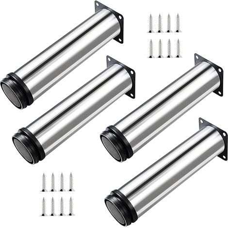 Juego de 4 patas ajustables para muebles, total: 180-195 mm, patas para muebles de cocina, metal cromado, para sofá, armario, muebles (1/5)