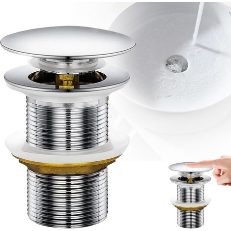 Bonde de Lavabo, Pop Up Bonde Lavabo Universel, Bonde Lavabo Clic Clac,Vidage Salle de Bain Acier Inoxydable Sans Trop-Plein Anti-Colmatage Argent pour Vasque Salle de Bain Avec Universel (1/5)