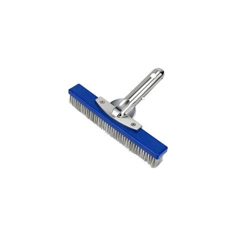 Brosse Piscine 10 Pouces (25,4 cm) Acier et Nylon, Brosse Nettoyage Piscine avec Dos Aluminium et Clip EZ pour Manche télescopique, Brosse Robuste pour Fond et parois Piscine enterrée
