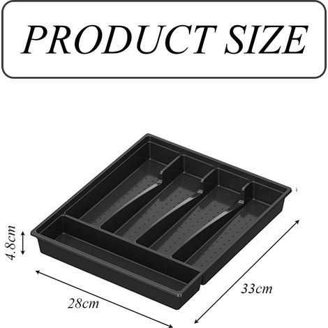 Boîte de rangement pour tiroir à couverts, en plastique5Conception de grille-noir (1/5)