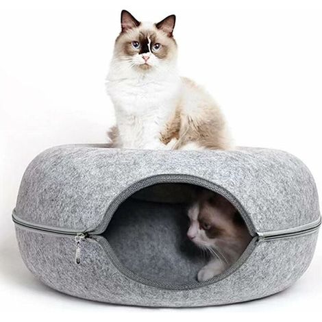 Túnel para gatos de fieltro, juguete para gatos, cama para gatos, nido para gatos de fieltro, diseño redondo, cueva para gatos para animales pequeños, conejos, gatitos, cachorros y perros. (1/5)