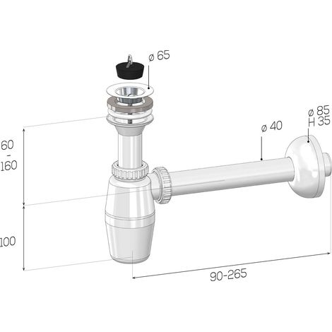 SCELTO DA DESIVERO SIFONE LAVABO BOTTIGLIA IN PP 1"1/4 codice prod: DSV20692