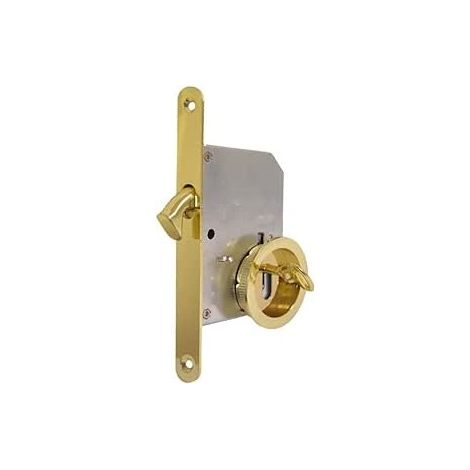 Kit Serratura per Porta Scorrevole Rosetta Tonda Con Chiave, Ottone
