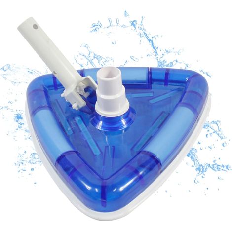 Aspirateur de piscine de luxe pour piscine hors sol et creusée, tête d'aspirateur triangulaire lestée en forme de triangle, avec manchon de tuyau pivotant et brosses inférieures, corps bleu (1/4)
