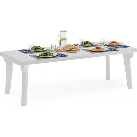 Dmora - Tisch im Freien Dhristo, Rechteckiger Tisch, Ausziehbarer Garten- oder Stehtisch, 100% Made in Italy, 160-220x90h74 cm, Weiß