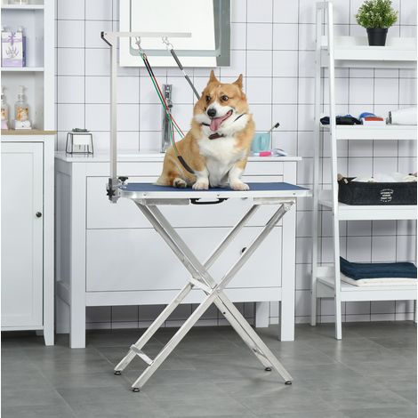 Bras de toilettage pour chien pliable, réglable, avec pince, aluminium argenté OKMYHOME (1/5)
