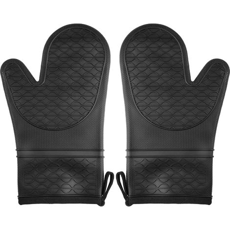 paio di guanti da forno resistenti al calore con fodera in cotone, resistenti al calore fino a 250 °C, guanti da cucina in silicone, antiscivolo, guanti da forno per cucinare, cuocere al forno e barbe