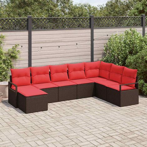 vidaXL Ensemble de Canapés avec coussin 8 pcs Marron polyrotin (1/5)
