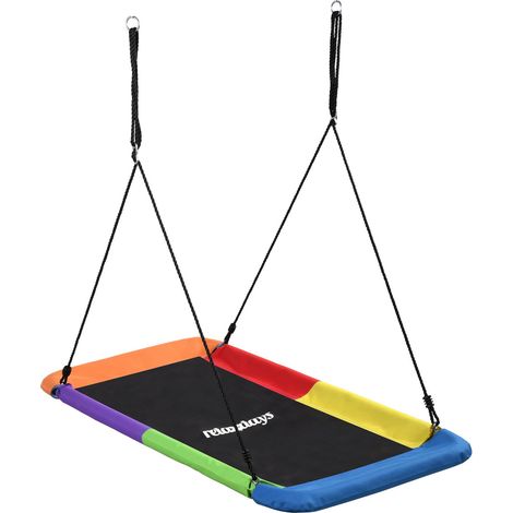 Relaxdays Altalena a Nido Quadrata Multicolore per Bambini e Adulti, 150 kg, Outdoor, 150x80x165 cm (1/5)