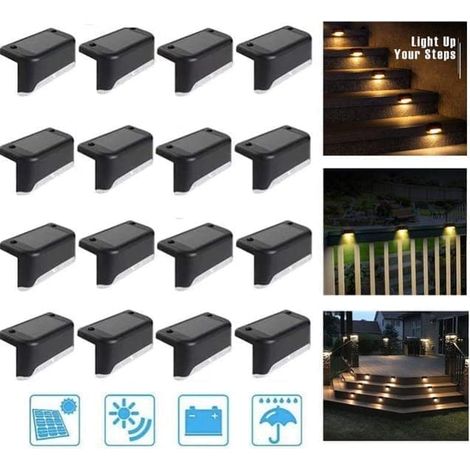 Lampes de jardin LED étanches à énergie solaire - Pack de 4/8/12/16 pour allées, clôtures, escaliers et espaces extérieurs [HK]-AquaForge (1/5)