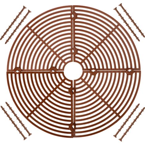 Grille Protecteur Pot Plante Modèle Standard Couleur Marron Diamètre 18/30/52cm Matériau PP 4 Panneaux 8 Boulons (1/5)