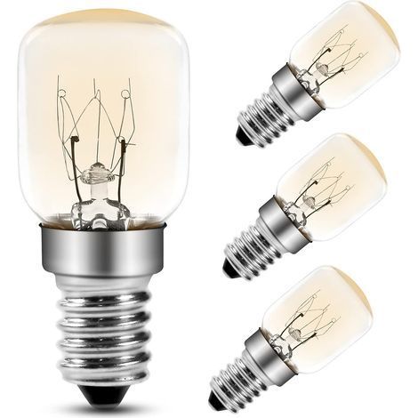 Ampoule Four 25W,E14 T25 Ampoule Incandescence 2200K Blanc Chaud, 300 Degres Ampoules Pygmées Pour Four, Micro-ondes, Lampe De Sel, Lot de 4 (1/5)
