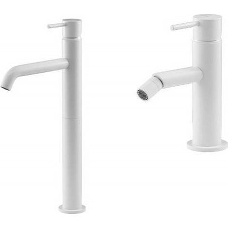 Miscelatore lavabo alto e bidet in colore bianco opaco Gattoni Easy KITEASYBO2