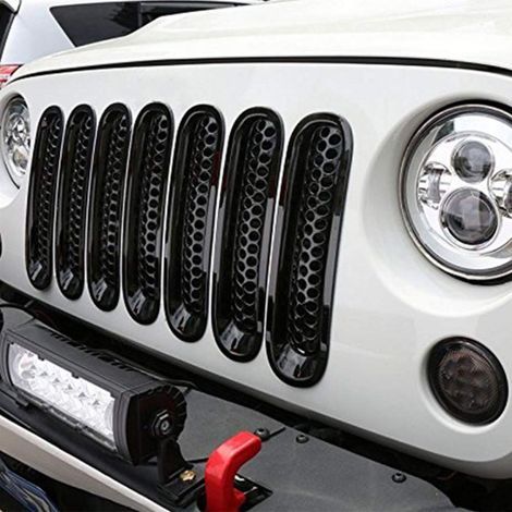 Calandre noire en ABS, 7 pièces, grille de pare-chocs avant noire pour JK 2007-2017 (1/5)