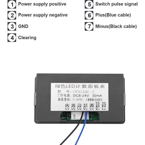 Compteur numérique à LED CC 4 chiffres 0-9999, affichage haut/bas, panneau plus/moins, vert (1/5)