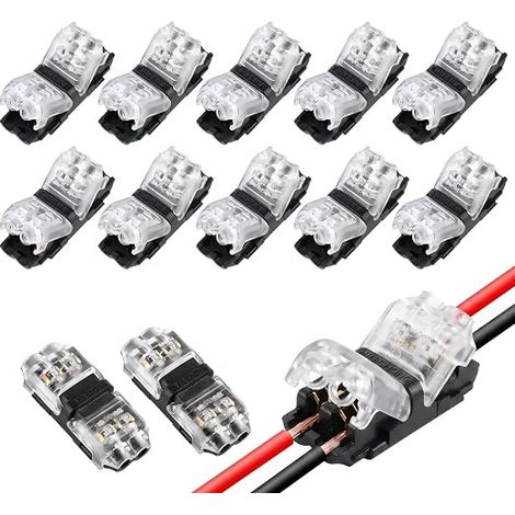 2 Pin Electrical Wire Connector Wiring Derivation Connector for Thin Wires, Connection, Connection, for Cars Audio Systems LED Lighting, Installation