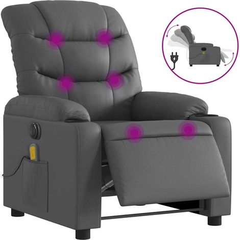 Maison Exclusive - Massagesessel Elektrisch Grau Kunstleder