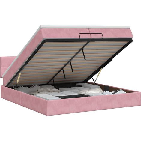 Maison Exclusive - Letto ottomano con materasso Rosa 200 x 200 cm Velluto (1/5)