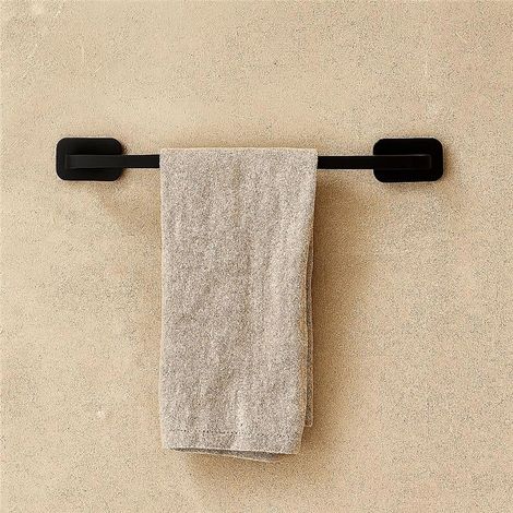 Exagonshop Porta asciugamani 45 cm acciaio inox nero cubik